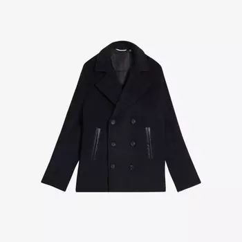 Двубортный бушлат из смесовой шерсти Ted Baker, темно-синий