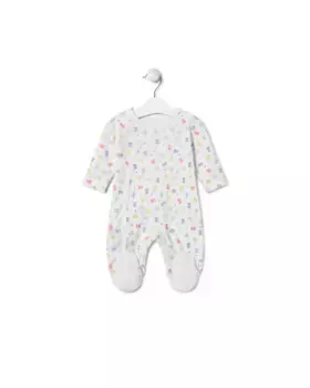 Двубортный детский комбинезон из хлопка в рубчик с разноцветными мишками Tous, многоцветный