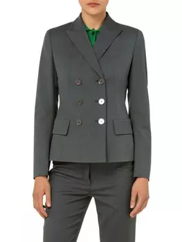 Двубортный Хлопковый Блейзер Akris, slate