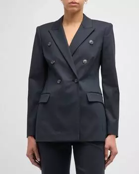 Двубортный хлопковый пиджак от кутюр Emporio Armani, цвет Navy Blue