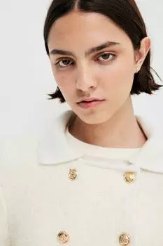 Двубортный кардиган из букле H&M, бежевый