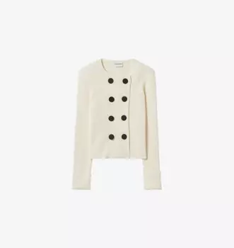 Двубортный кардиган из смесовой шерсти с отделкой пуговицами Claudie Pierlot, цвет naturels