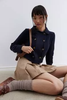 Двубортный кардиган из тонкой вязки. H&M, синий