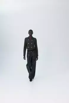 Двубортный кардиган рельефной вязкой H&M, черный