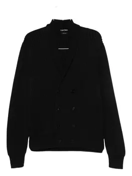 Двубортный кардиган TOM FORD в рубчик, черный
