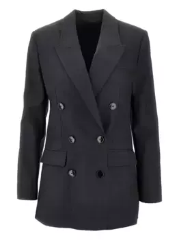 Двубортный клетчатый пиджак ISABEL MARANT, серый