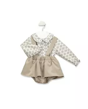 Двубортный комплект для девочки бежевого цвета BABID, бежевый