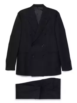 Двубортный костюм в тонкую полоску Lardini, синий