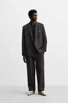Двубортный костюмный пиджак ZARA, черный