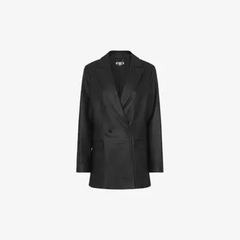 Двубортный кожаный пиджак Aliza Whistles, черный