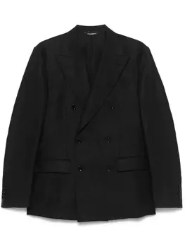 Двубортный льняной блейзер Dolce & Gabbana, черный