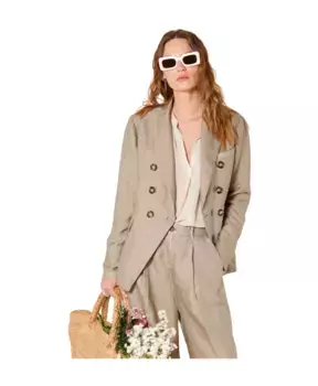 Двубортный льняной блейзер из тенселя Mason'S, бежевый