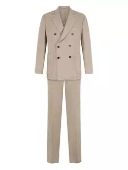 Двубортный льняной костюм Boglioli, нейтральный
