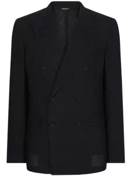 Двубортный льняной пиджак DOLCE & GABBANA, синий