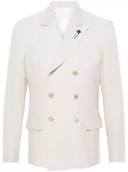 Двубортный льняной пиджак Lardini, нейтральный