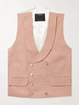 Двубортный льняной жилет Sidmouth Slim-Fit с воротником-шалью Favourbrook, розовый