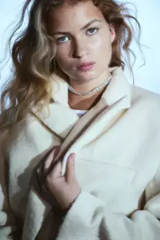 Двубортный объемный пиджак H&M, бежевый
