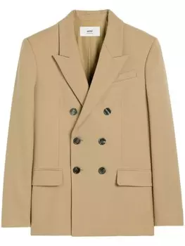 Двубортный пиджак AMI Paris из натуральной шерсти, серый