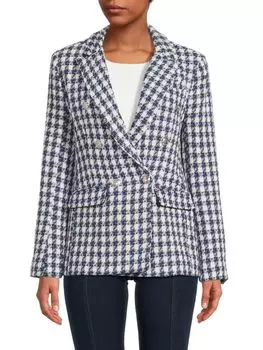 Двубортный пиджак букле Ellen Tracy, цвет Blue Houndstooth
