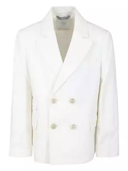Двубортный пиджак Eleventy Kids, белый