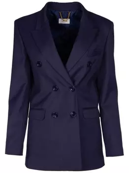 Двубортный пиджак Elisabetta Franchi с заостренными лацканами, синий