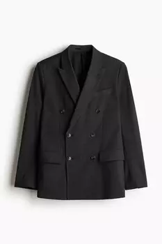 Двубортный пиджак H&M A/W 2024 Regular-Fit, темно-серый