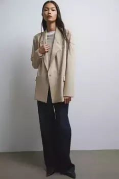Двубортный пиджак H&M, бежевый