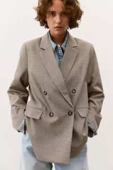 Двубортный пиджак H&M, бежевый