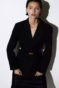 Двубортный пиджак H&M, черный