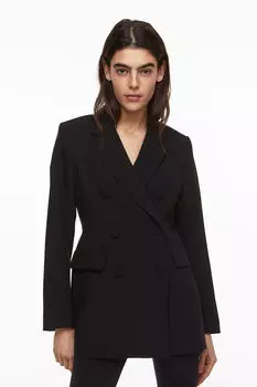 Двубортный пиджак H&M, черный