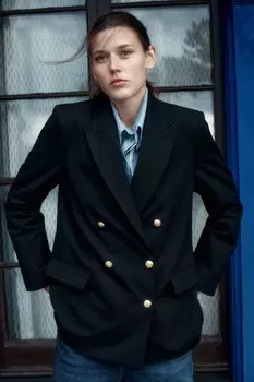 Двубортный пиджак H&M, черный