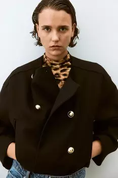 Двубортный пиджак H&M, черный