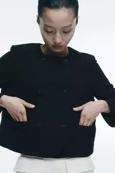 Двубортный пиджак H&M, черный
