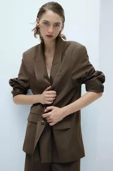 Двубортный пиджак H&M, коричневый