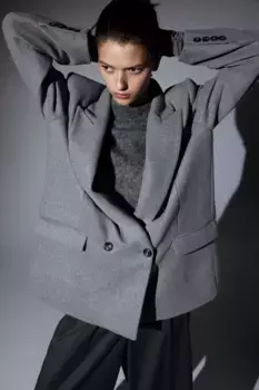 Двубортный пиджак H&M, серый