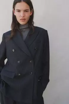 Двубортный пиджак H&M, серый