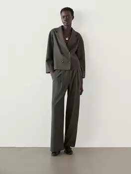 Двубортный пиджак из 100% шерсти Massimo Dutti, зеленый