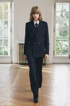 Двубортный пиджак из 100% шерсти ZARA, темно-синий