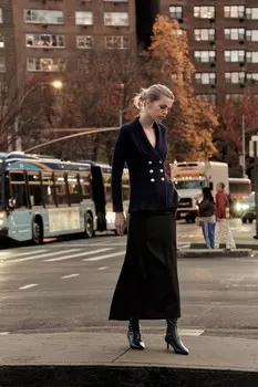 Двубортный пиджак из 100% шерсти ZARA, темно-синий