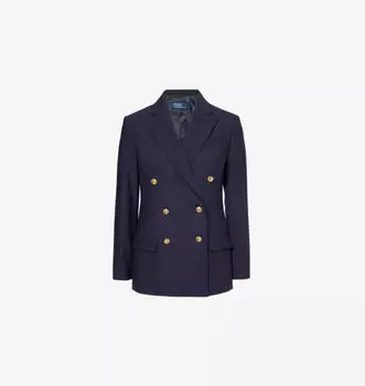 Двубортный пиджак из эластичной шерсти Polo Ralph Lauren, синий