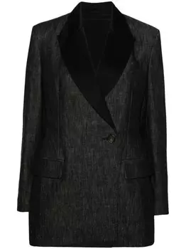 Двубортный пиджак из денима Brunello Cucinelli, черный