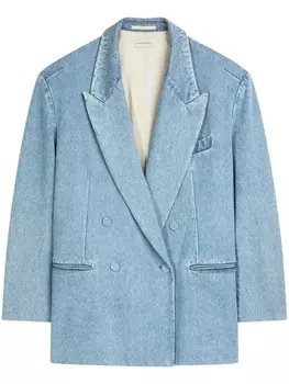 Двубортный пиджак из денима DRIES VAN NOTEN, синий