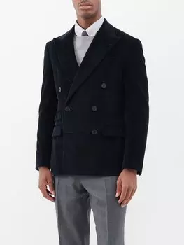 Двубортный пиджак из хлопка и вельвета kent Ralph Lauren, синий