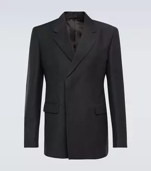Двубортный пиджак из мохера и шерсти Prada, Antracite