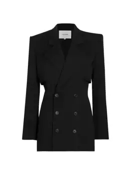 Двубортный пиджак из натуральной шерсти Frame, черный