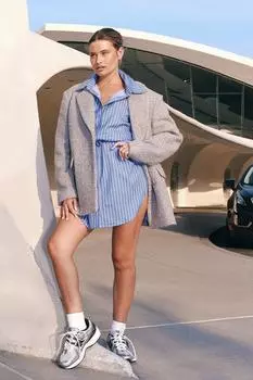 Двубортный пиджак из шерсти Boohoo, серый