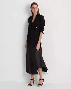 Двубортный пиджак из шерстяного крепа Ralph Lauren, цвет Black