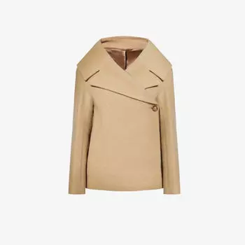 Двубортный пиджак из смесового фетра с запахом Toteme, цвет biscuit