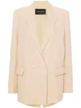 Двубортный пиджак из смесового льна Fabiana Filippi, нейтральный