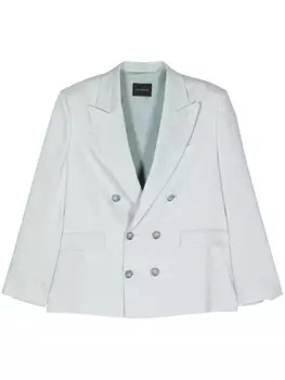 Двубортный пиджак из смесового льна THE ANDAMANE, синий